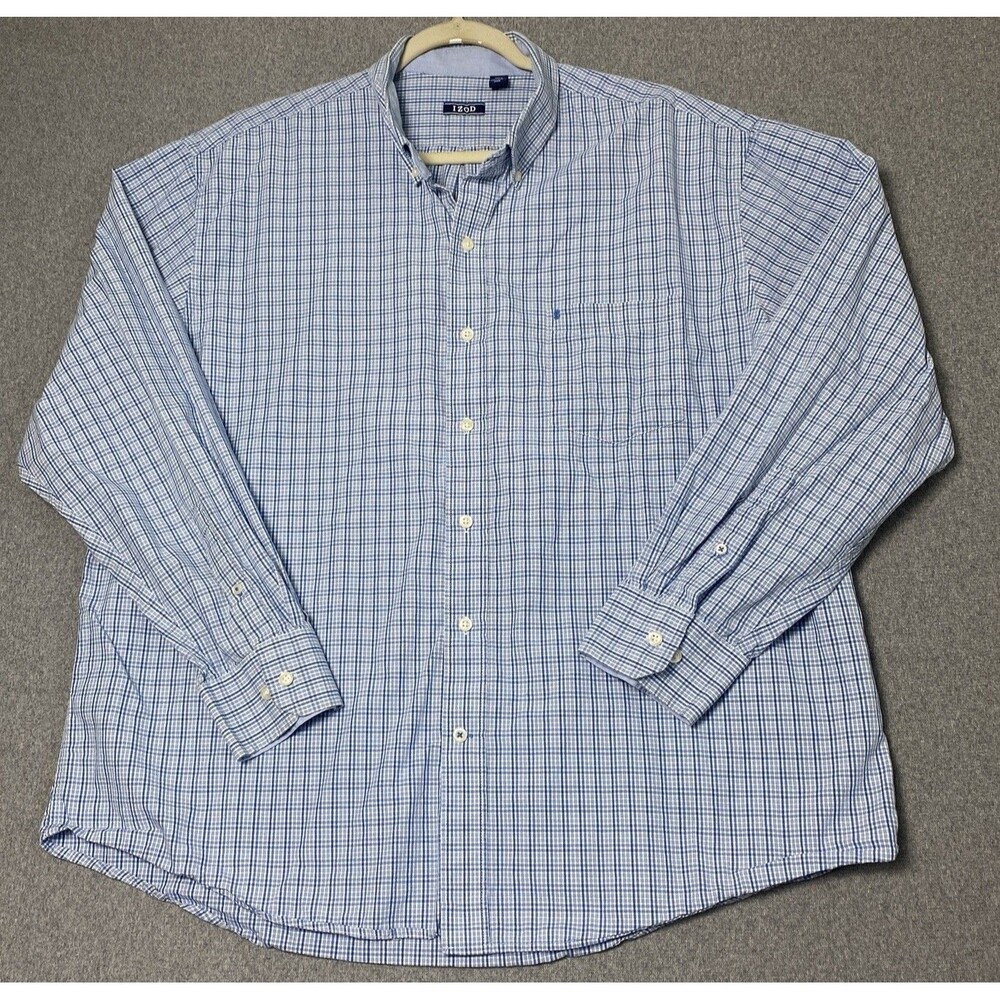 IZOD Men’s Check Dress Shirt 100% Cotton Sz XXL